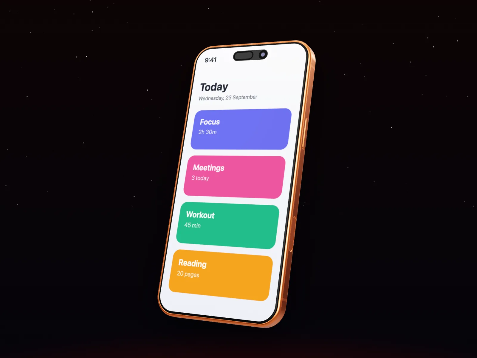 A 3D iPhone 17 Pro in Cosmic Orange against a night sky